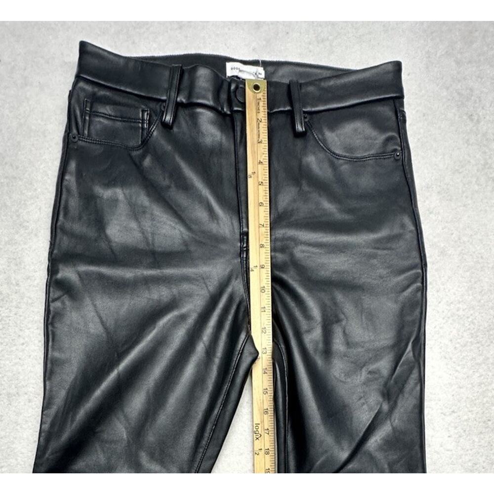 Good American Size 12 Good Legs Cropped Mini Boot Faux Leather Pants Black - Picture 6 of 12